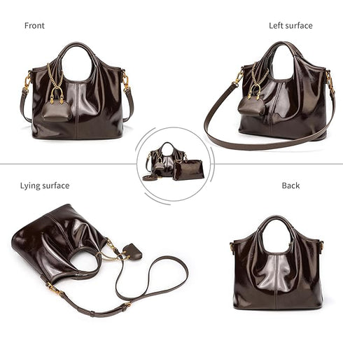 GELANNI – Messenger Bag for Women & Girls, Premium PU Handbag, Comes with Detachable Strap and Wallet, An Ideal Gift for Female – Dark Brown (3 in one)